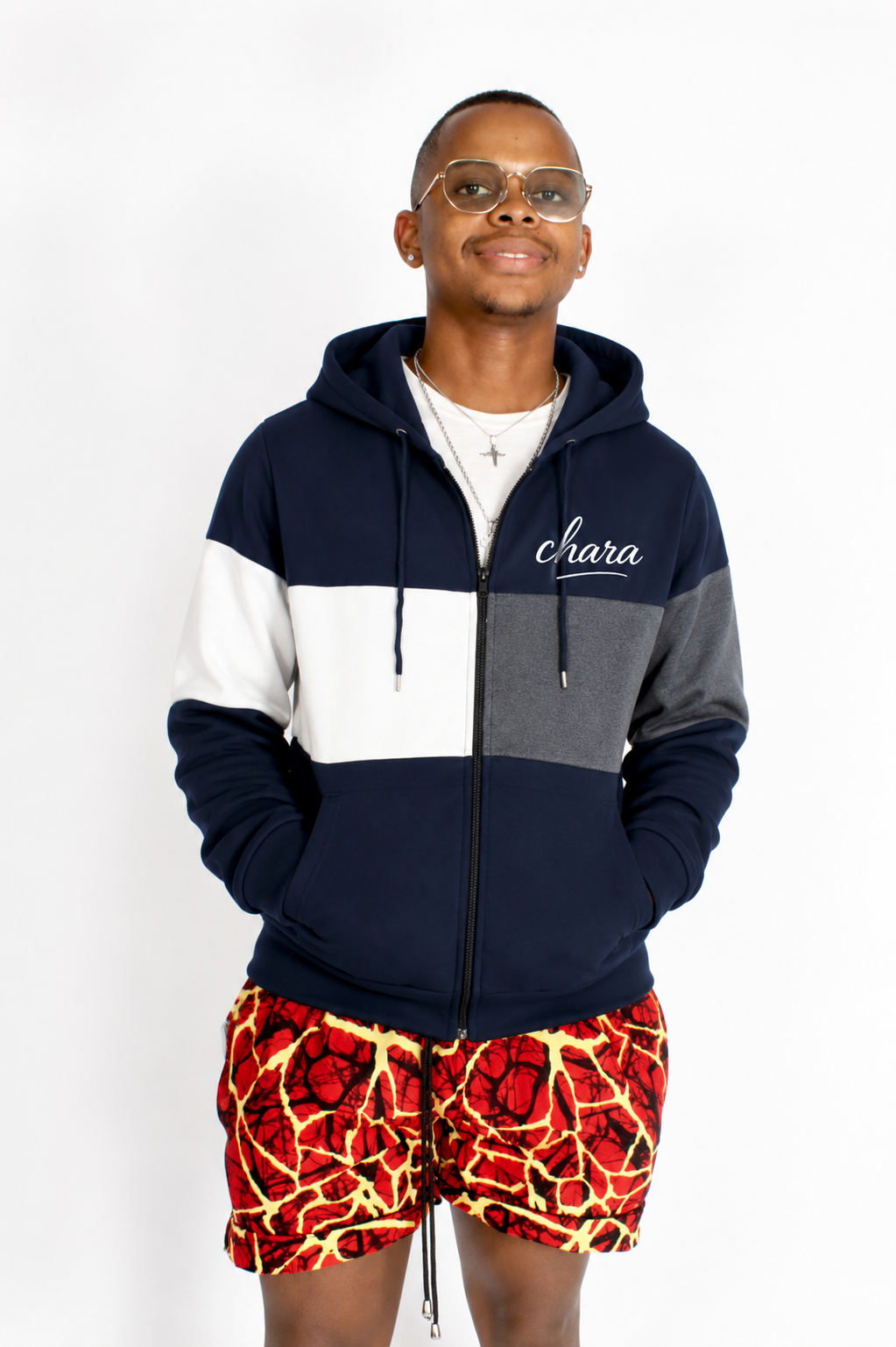 Heavy - White and Blue Hoodie alternate view
