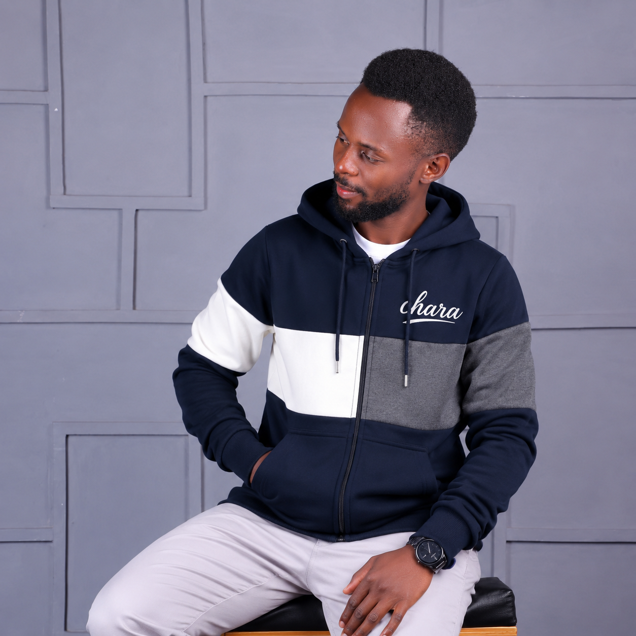 Heavy - White and Blue Hoodie