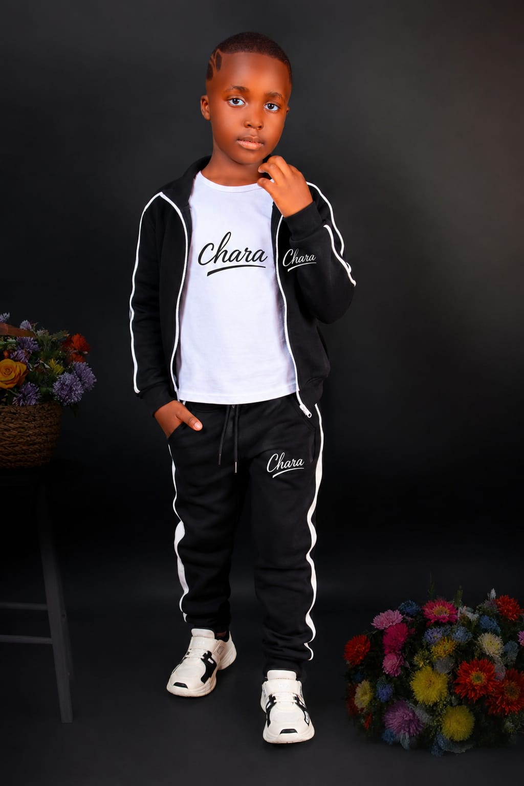Navy blue and White stripes Kids set